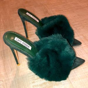 5” Faux Fur Trim Heels